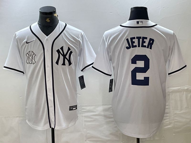 Men New York Yankees 2 Jeter White Third generation joint name Nike 2024 MLB Jersey style 2